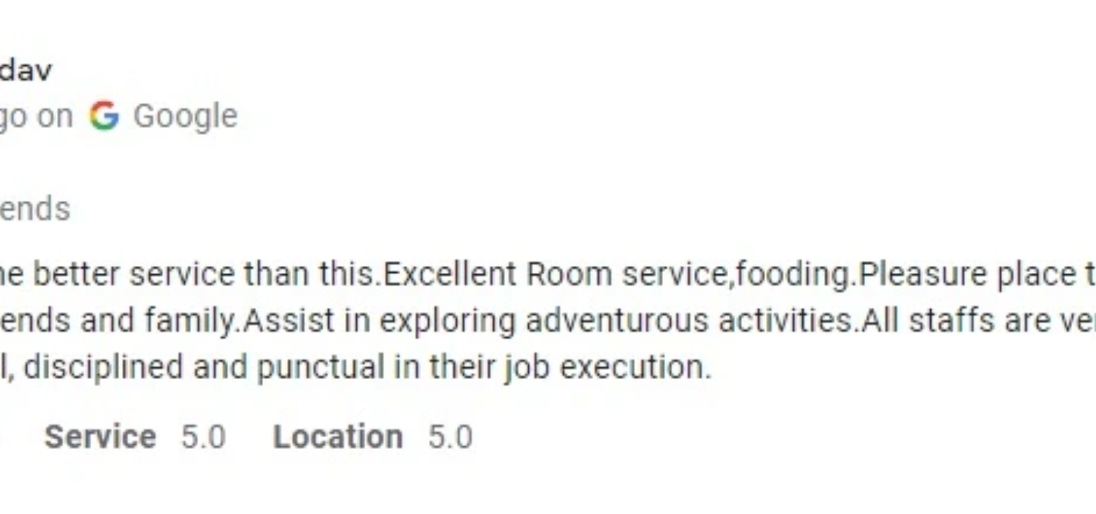 google review by customer about pacific Inn 360 resort rishikesh